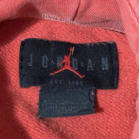 Nike Air Jordan Flight Fleece Pullover Hoodie Washed Lobster Red Men's Size XL - Picture 4 of 9